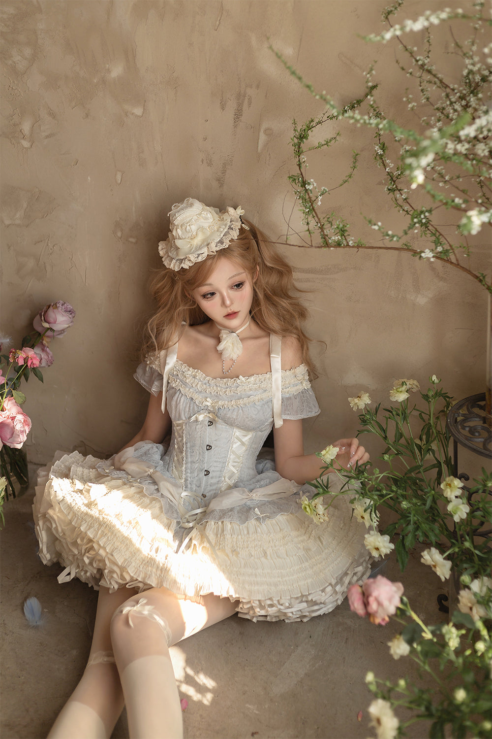 Caramel Antique~Yuyan~Ballet-style Sweet Lolita Corset JSK with Built-in Petticoat