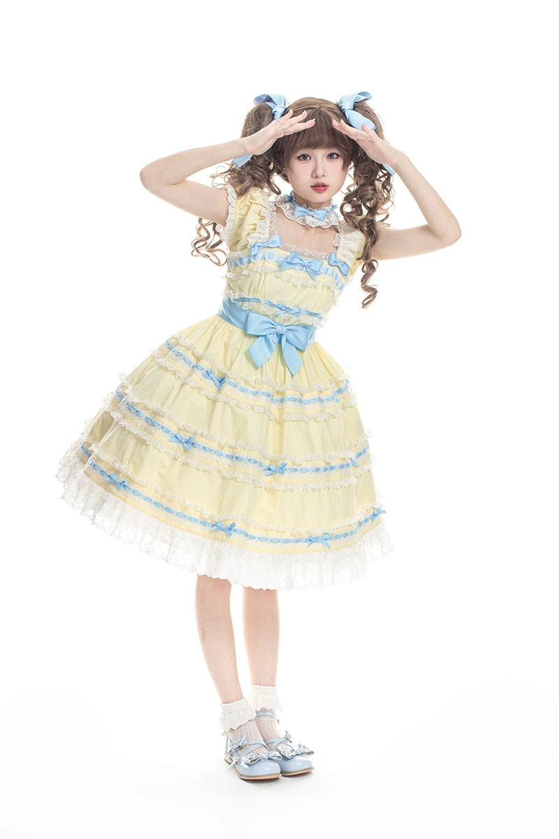 NanShengGe~Love Ice Cream~Sweet Lolita OP Dress Plus Size Multicolor S Yellow OP 