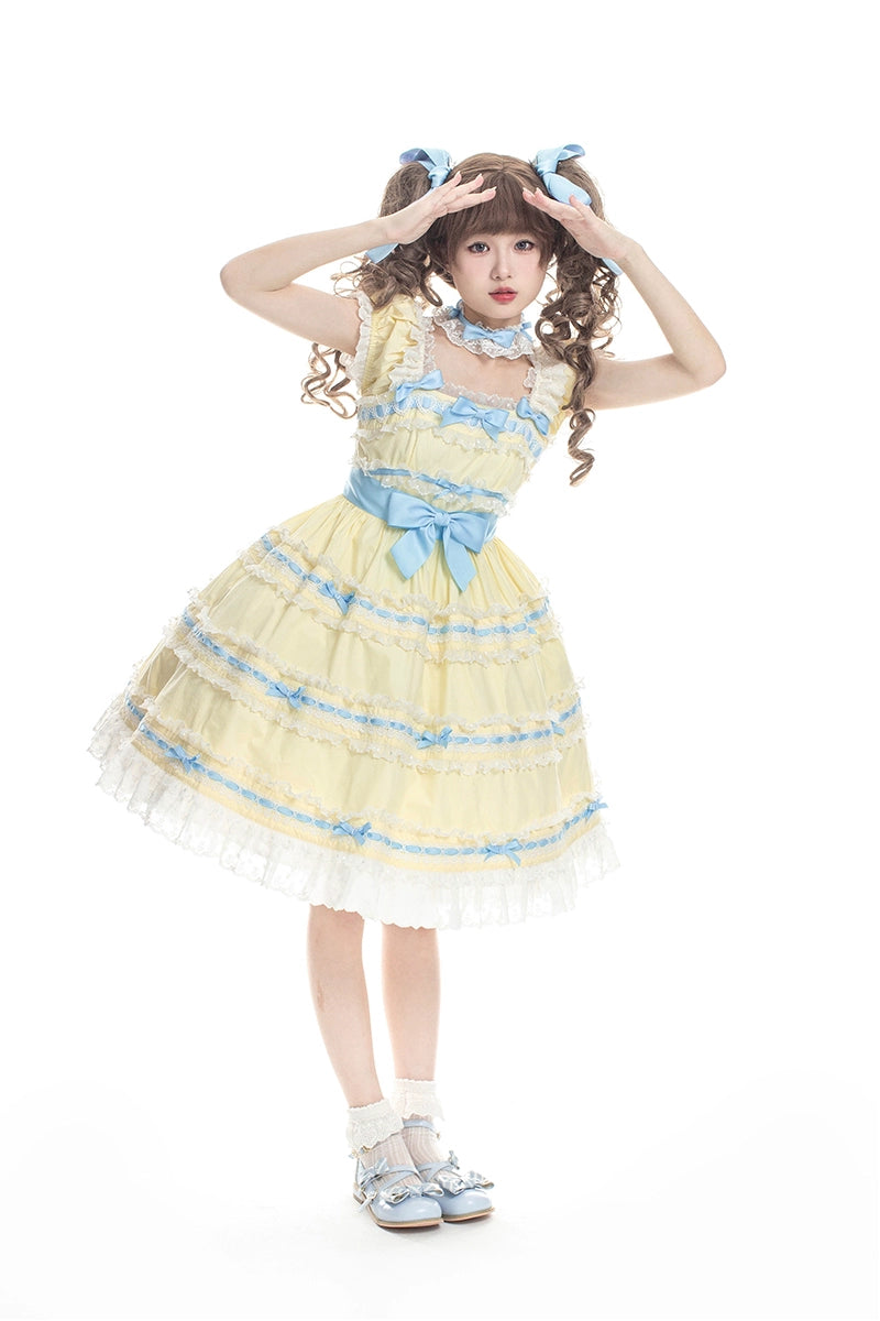 NanShengGe - Love Ice Cream - Sweet Lolita OP Dress Plus Size Multicolor S Yellow OP