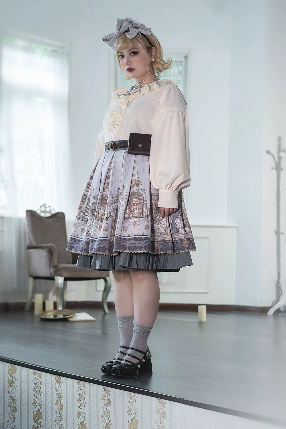 (BFM)Miss Point~Demon Hunting Notes~Gothic Lolita Cross Print Short Skirt   