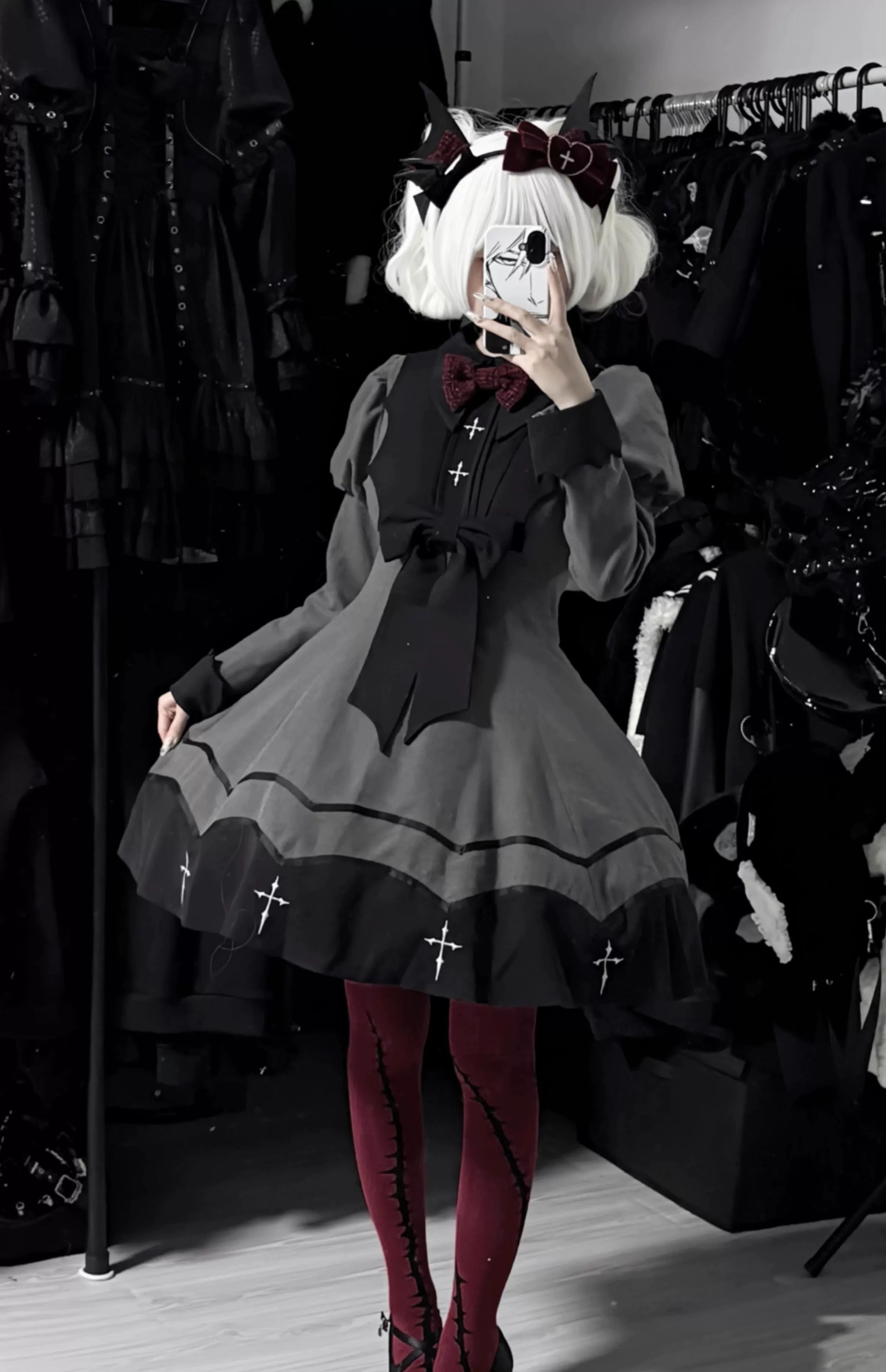 Polaris Lolita - Vampire Princess - Bat-Inspired Halloween Gothic Lolita OP Dress 43386:774871