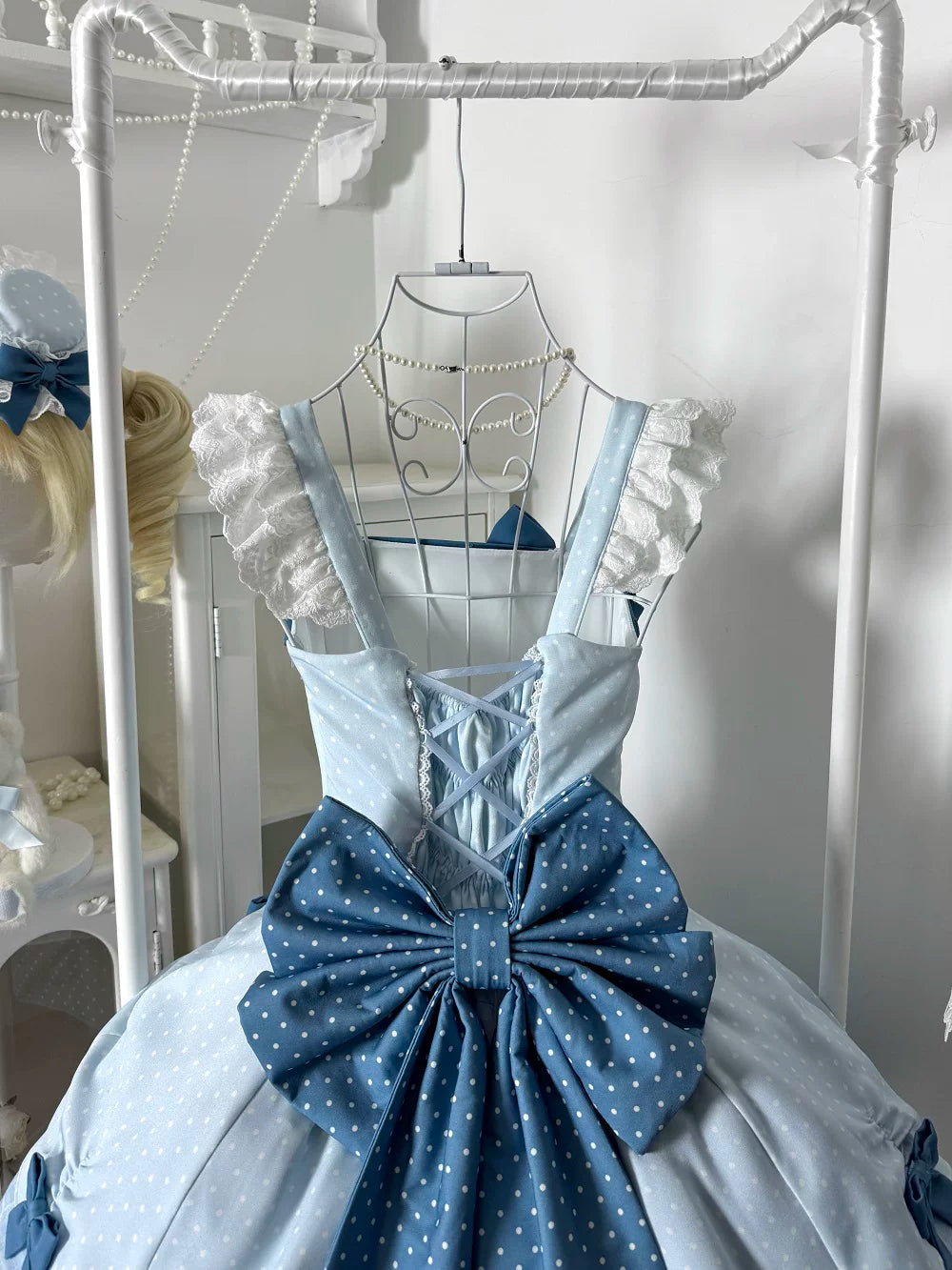 Glass Bottle - Sweet Lolita JSK Dress Set, Polka Dot & Bow Details 45792:862867