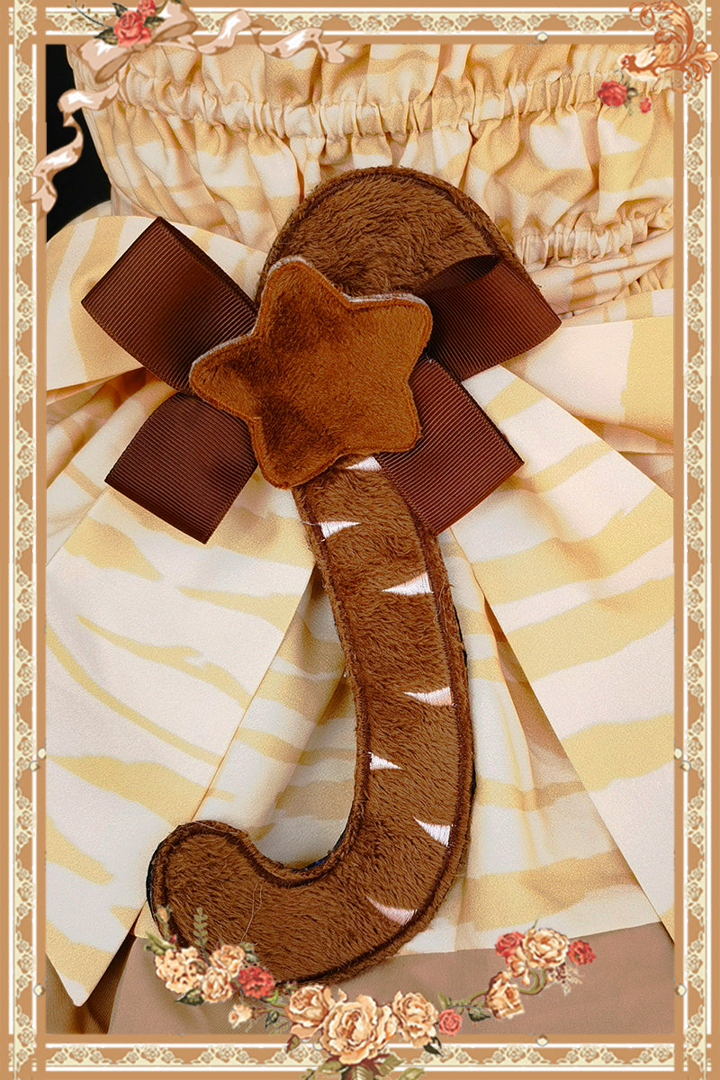 Infanta - Cloth Cat - Kawaii Lolita JSK Multi-Color Tiered Ruffles Dress Cat Tail Accessory Only (One Size / choose M) M