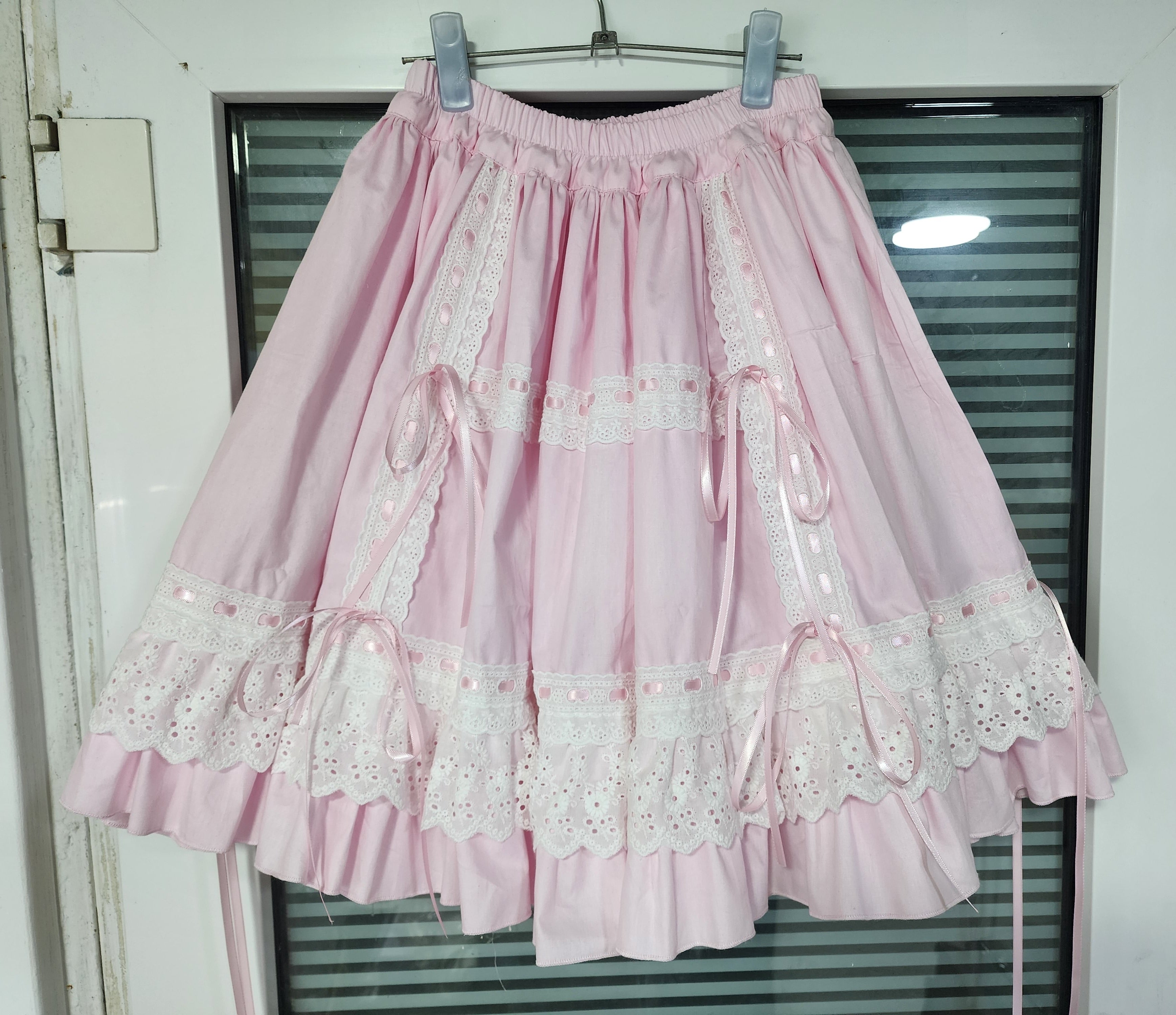 WangYan&Summer - Customizable Sweet Lolita SK Cotton Pink Underskirt Pink SK - With lining (with color difference) Length: 50 cm / 19.7 inches