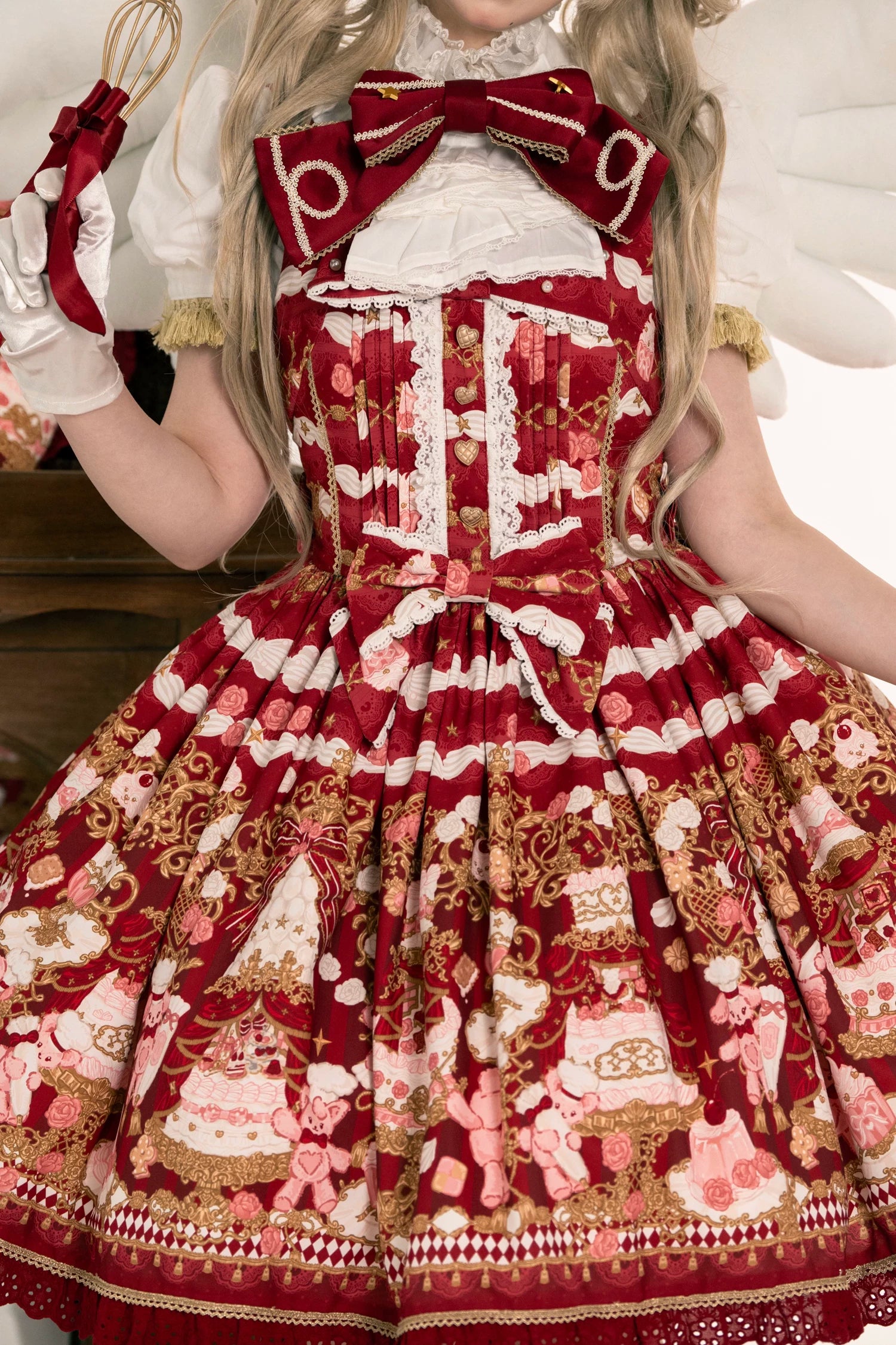 Sugar Festivaly - Kawaii Lolita JSK Dress, Cake & Bear Print 44540:811787