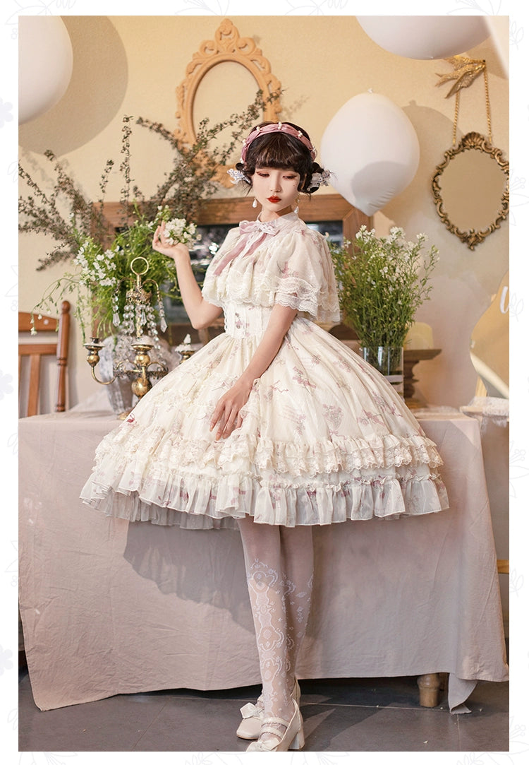 With PUJI~Nanke~Classic Lolita OP Dress Outfit with Edwardian Collar 41366:692976