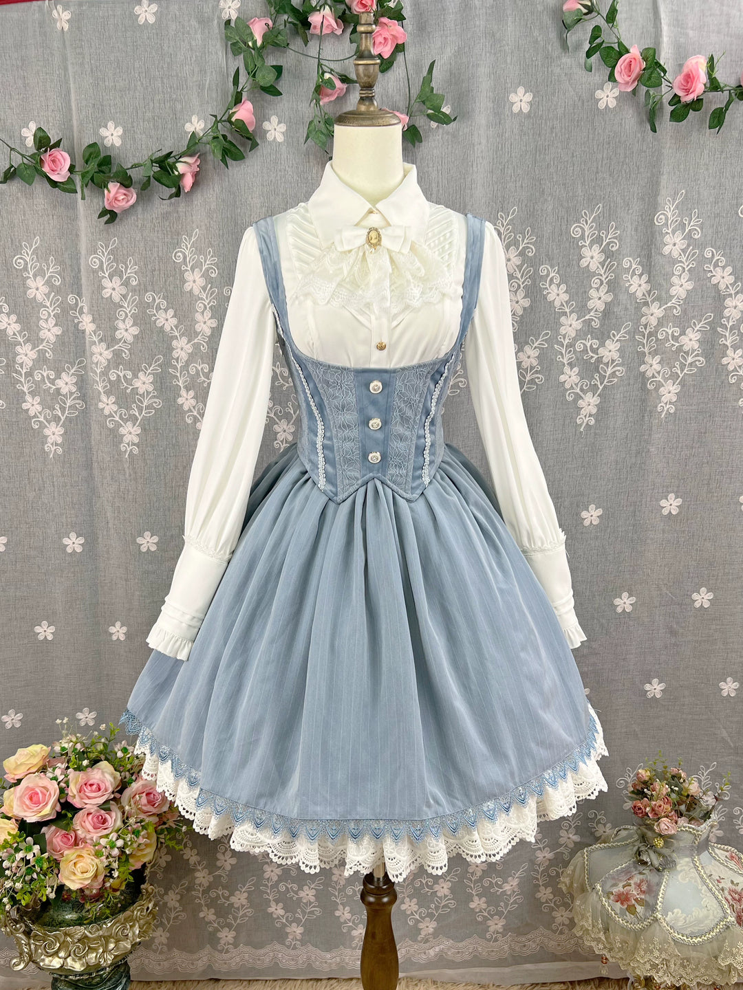 DMFS Lolita~Dreamland of Enchantment~Classic Lolita JSK Retro Bust-supporting Lolita Dress (2XL L M S XL) 41296:707990