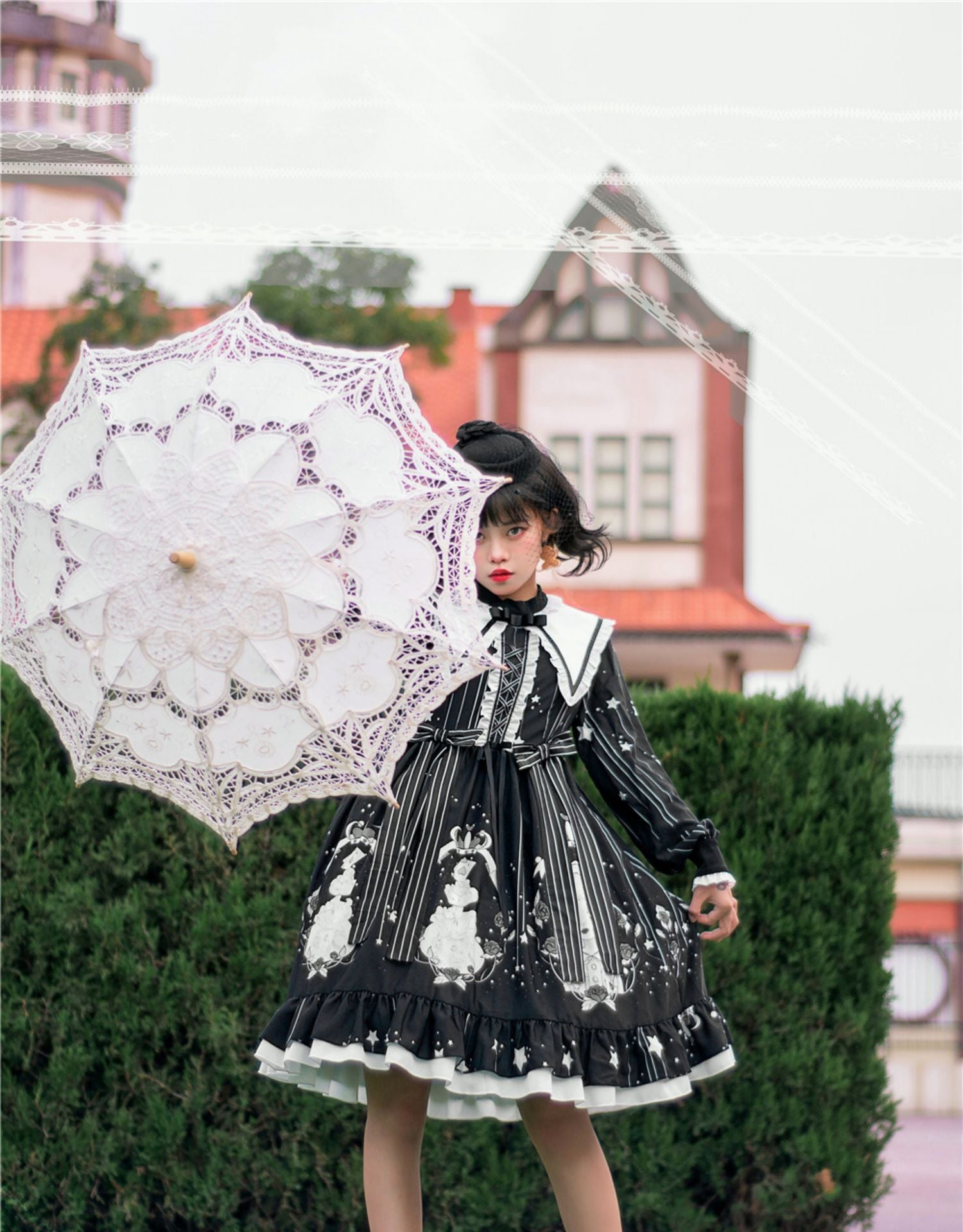 Niu Niu~Plus Size Lolita OP Dress Black Long Sleeve 13904:187122
