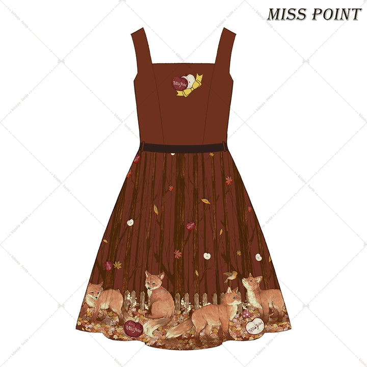 (BFM)Miss Point~Fat Fox in the Forest~Kawaii Lolita JSK Fairy Tale Forest Style Vest Dress XS Persimmon Red 