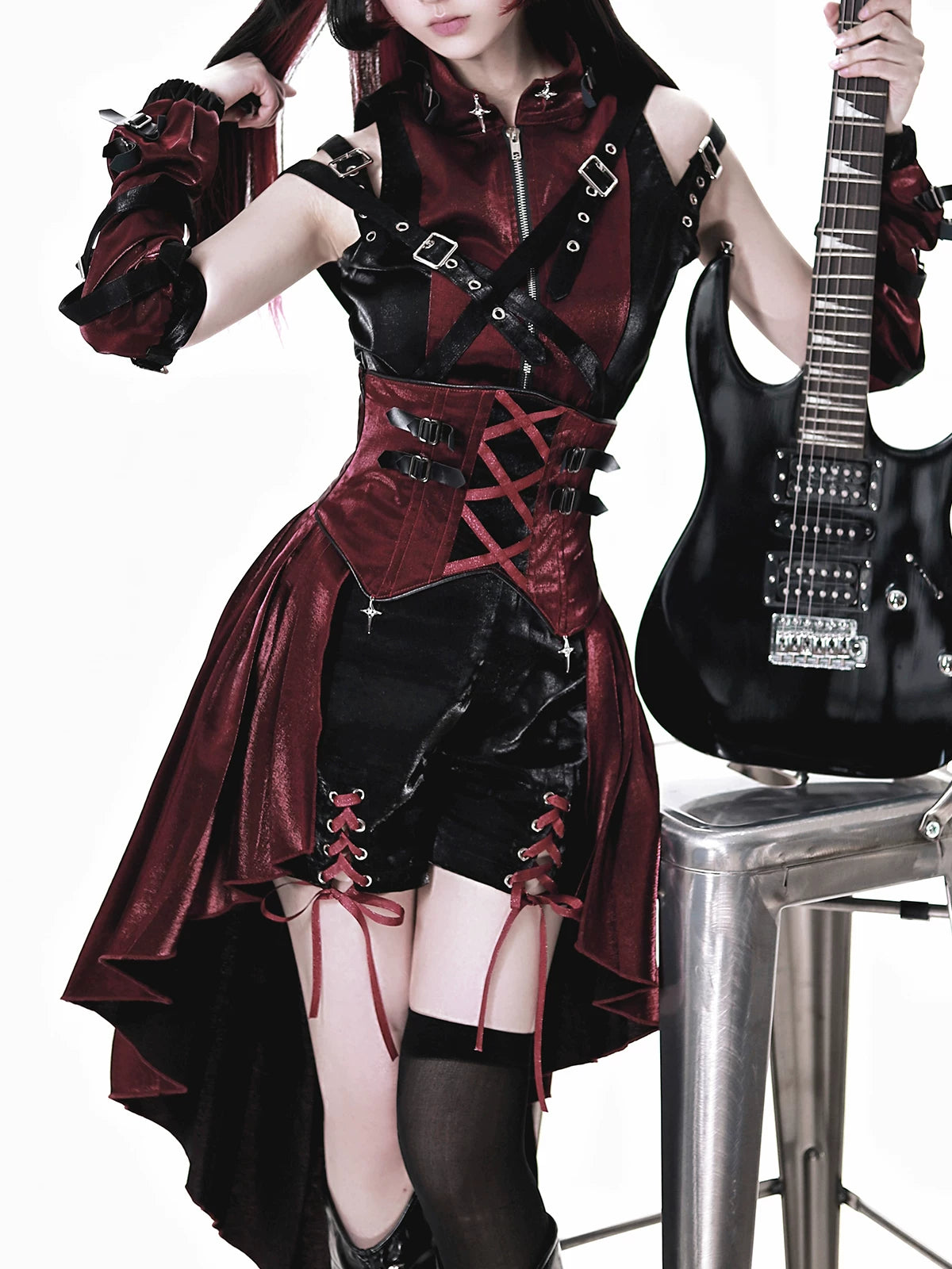 Prime Assassin - Ouji Lolita Suspender Skirt Set, High-low Hem