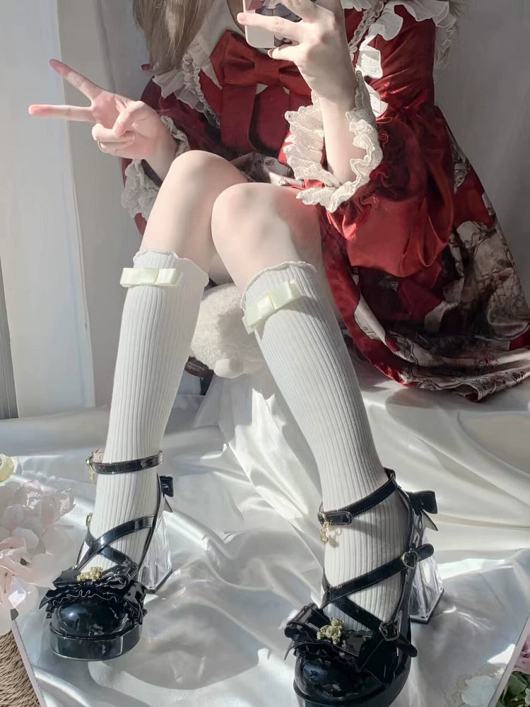 Meng Ka Jiang - Dreamy Bear - Sweet Lolita Shoes, Transparent Heel With Embedded Bear