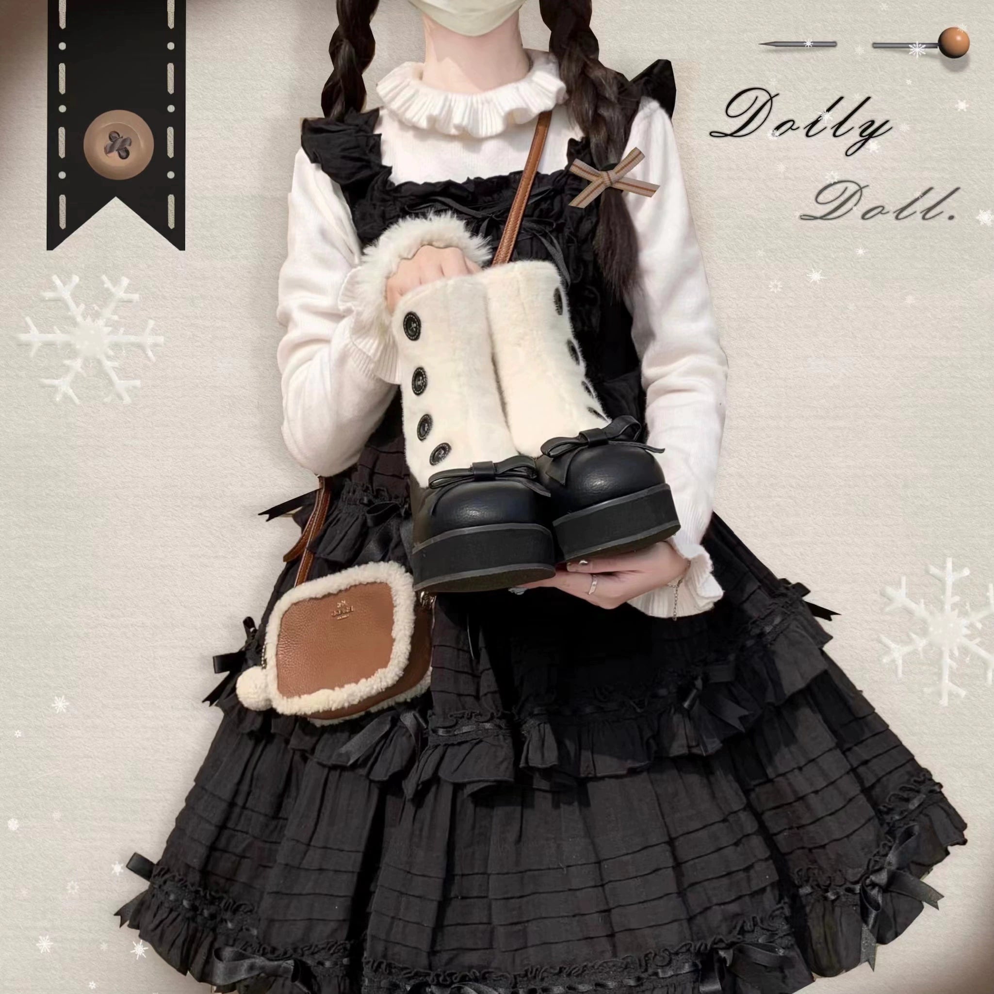 Dolly Doll~Winter Lolita Boots Fur Mary Jane Lolita Low Heel Shoes 32674:403272
