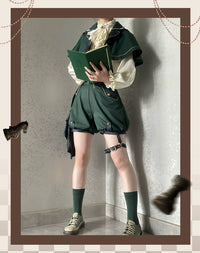 (BFM)Forest Fluorescent Carps~Queen's Chess~Ouji Lolita Prince Outfit Lolita Cape Shirt Shorts Set