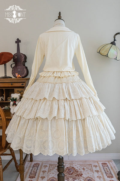 (BFM)Miss Point~Customized Lolita Skirt Embroidery Lace Cotton Lolita Skirt   