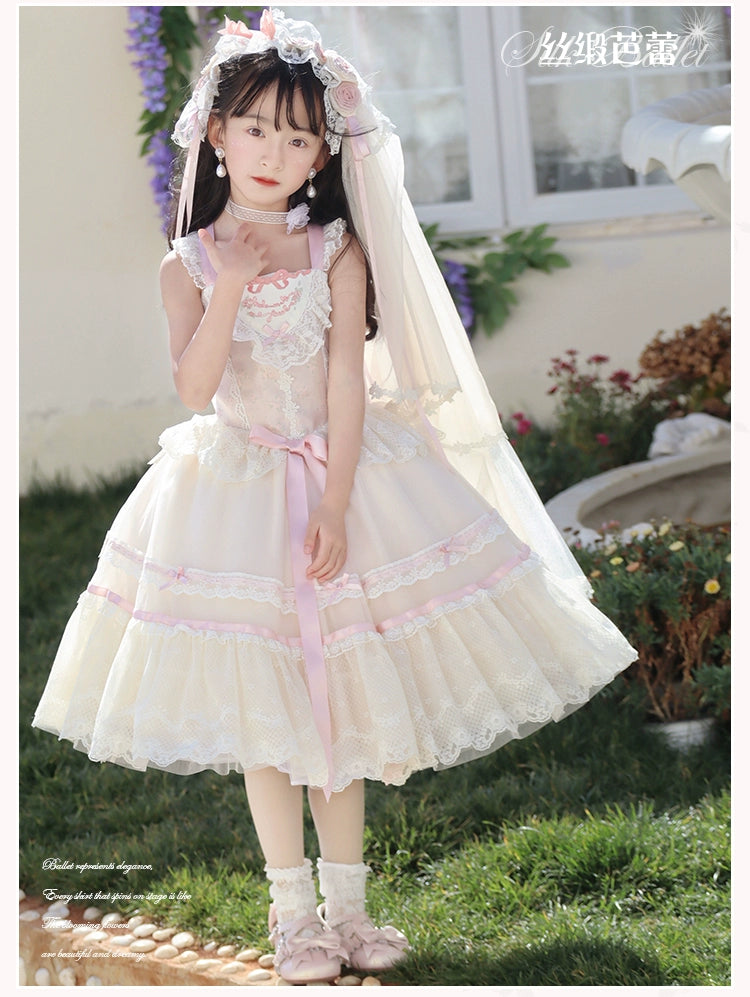 Mademoiselle Pearl~Silk Ballet~Kid Lolita JSK Dress Flower Wedding Lolita Dress