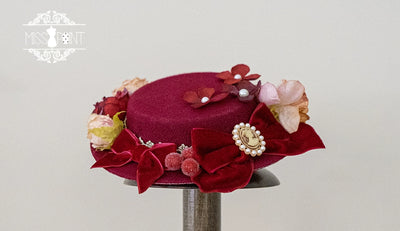 Miss Point~Kaleidoscope~Retro Lolita Headdress Bonnet Set and Necklace small top hat  