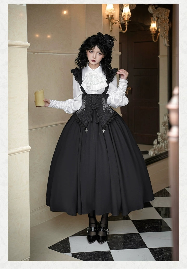 With PUJI~Thorny Night~Gothic Lolita Bust-supporting Skirt With Removable&Adjustable Strap
