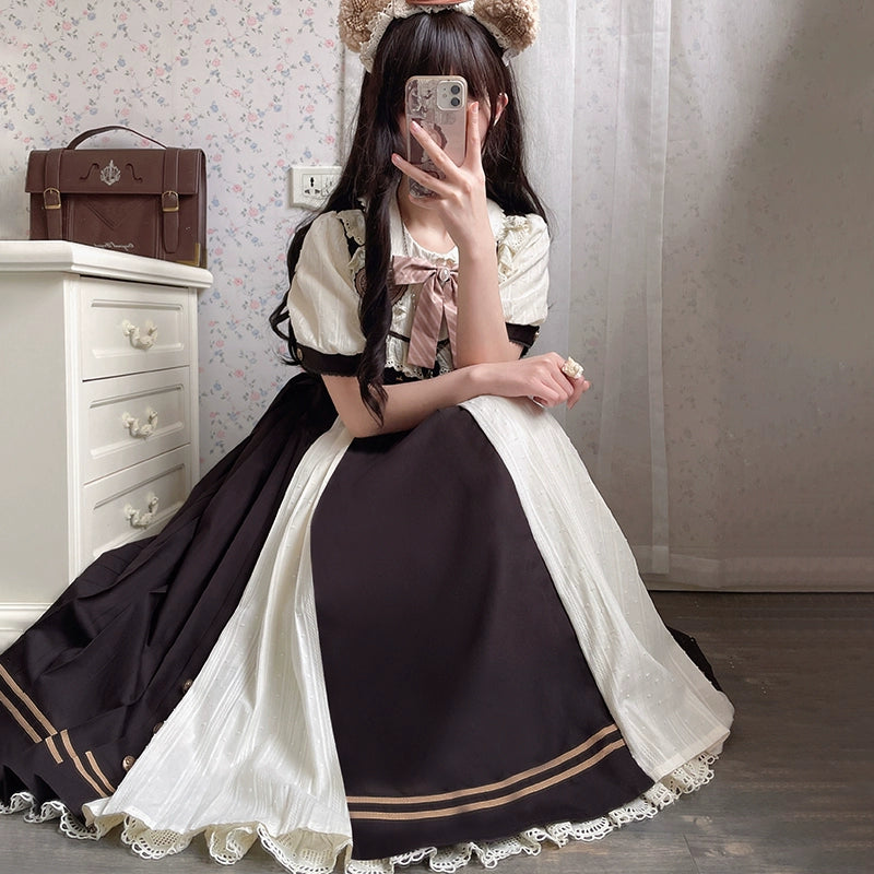 Letters from Unknown Star~Chocolate Workshop~Elegant Lolita OP Daily Short Sleeve Dress   