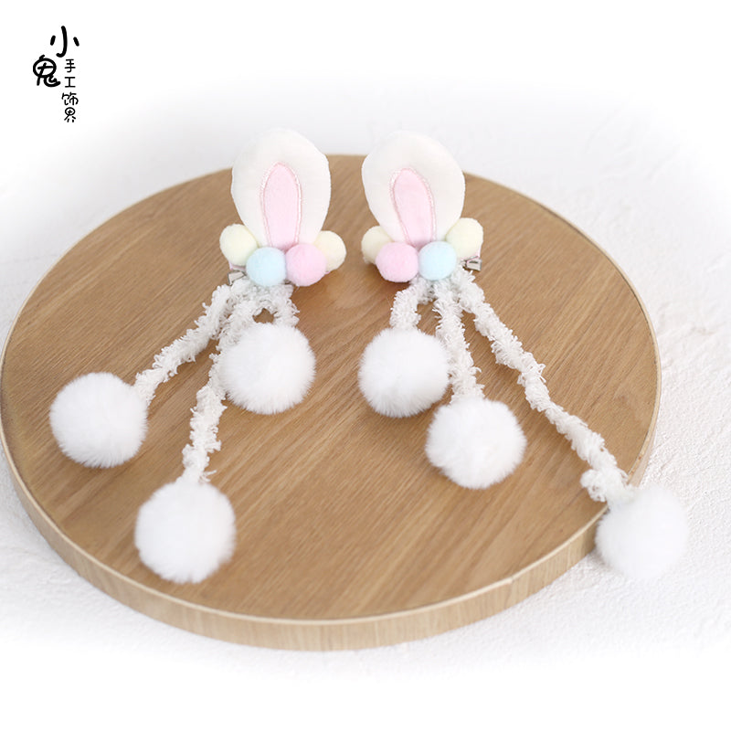 Xiaogui~Sweet Lolita Powderblue Rabbit Ears Hair Pin buny ears hair clips  