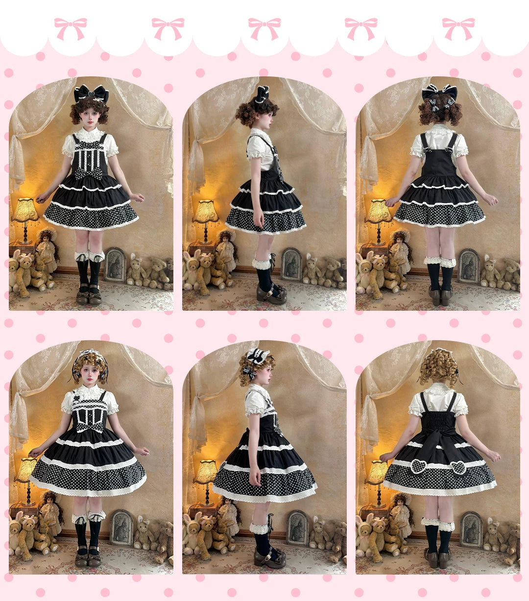 Cotton Sweet Lolita Polka Dot JSK & Salopette Dress 45589:853404