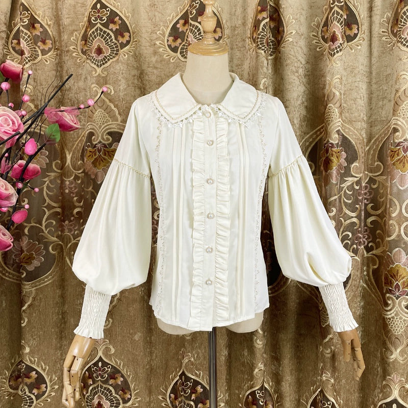 DMFS Lolita - Sweet Lolita Blouse Vintage Mutton Sleeves Winter Lolita Shirt