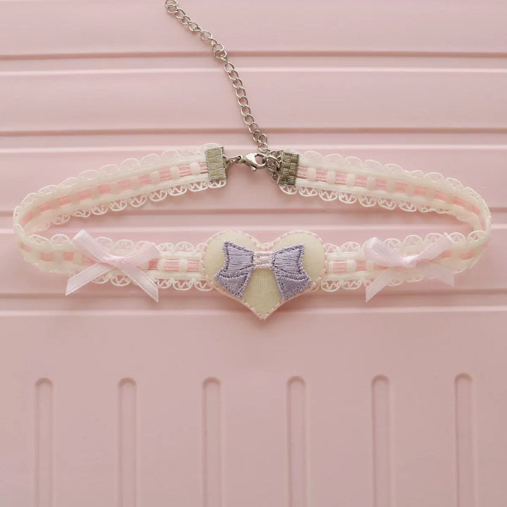 Creamy Bubbles~Sweet Lolita Choker Macaron Colors Bear Heart Necklace   