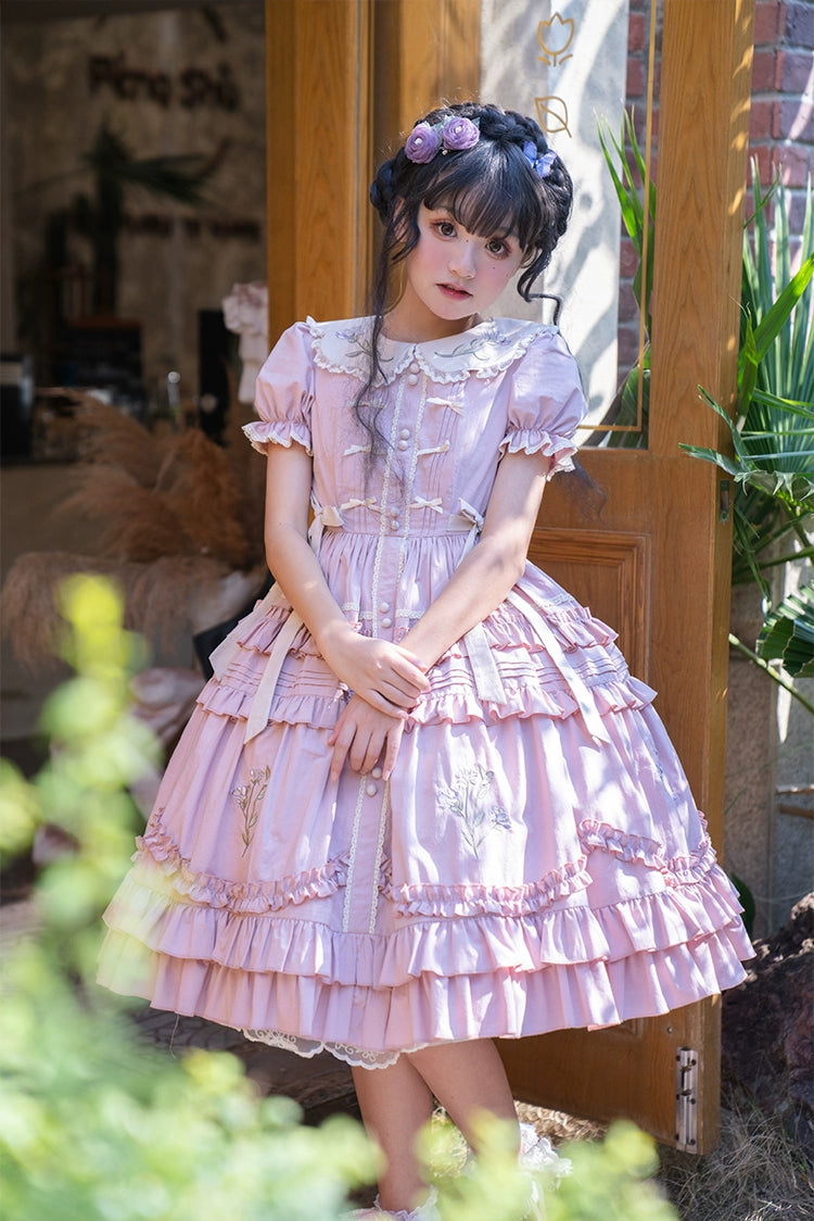 ZhiJinYuan~Iris Poem~Country Lolita OP Dress Iris Embroidery Dress