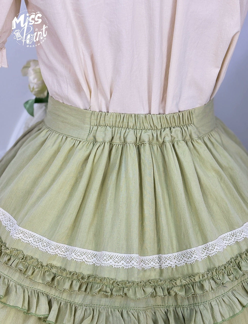 Miss Point~Cat Rose Tea~Elegant Lolita SK Pure Cotton Open-front Skirt 42142:728308