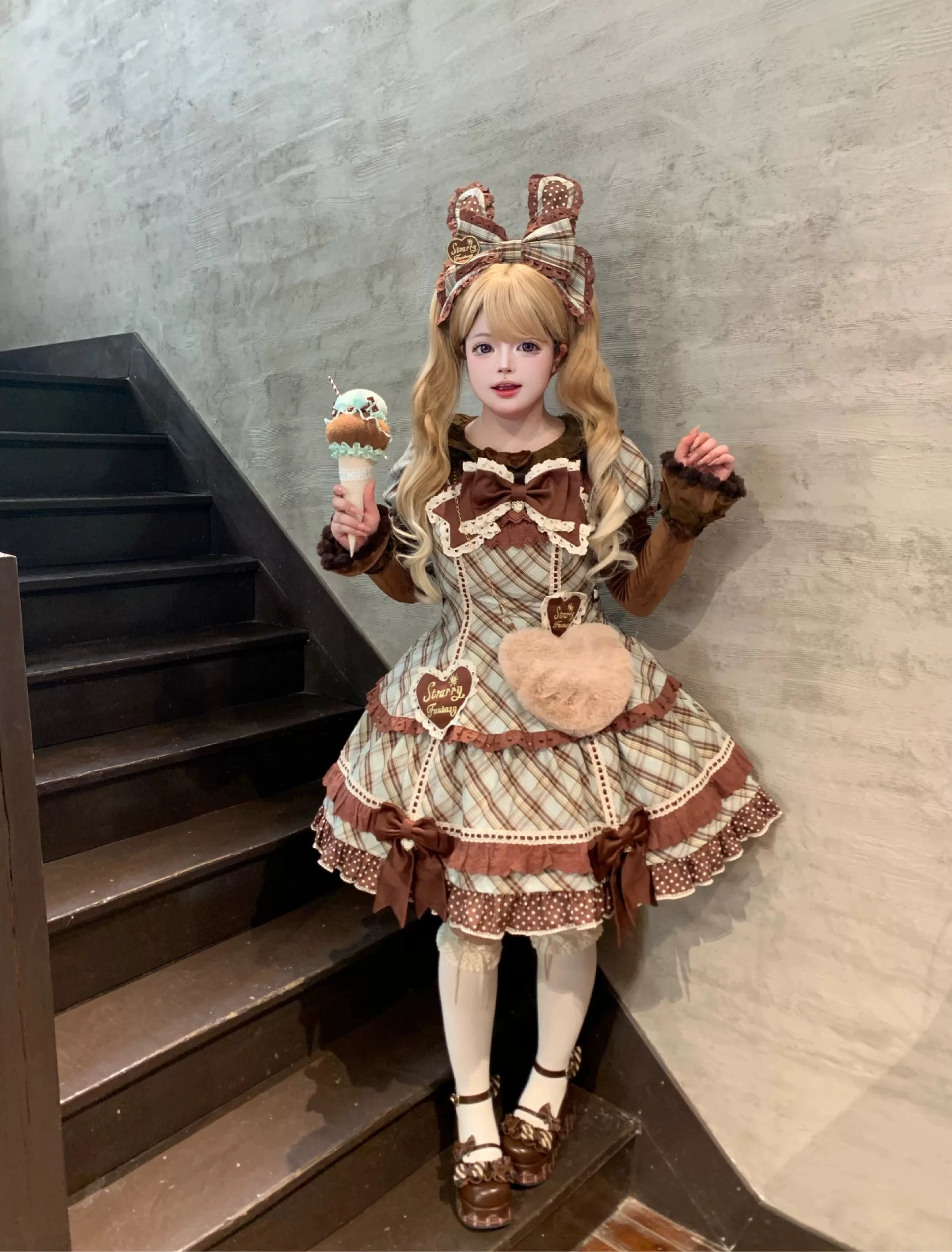 Shibuya Sweetheart - Plus Size Old School Lolita Plaid JSK & OP Dress S JSK + Blouse + KC Pre-order