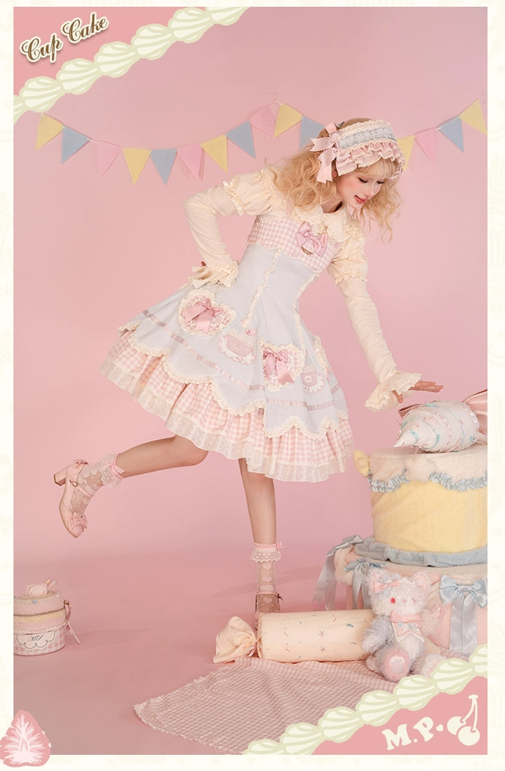 Mademoiselle Pearl~Cup Cake~Sweet Lolita OP Dress Kawaii Lolita JSK SK   