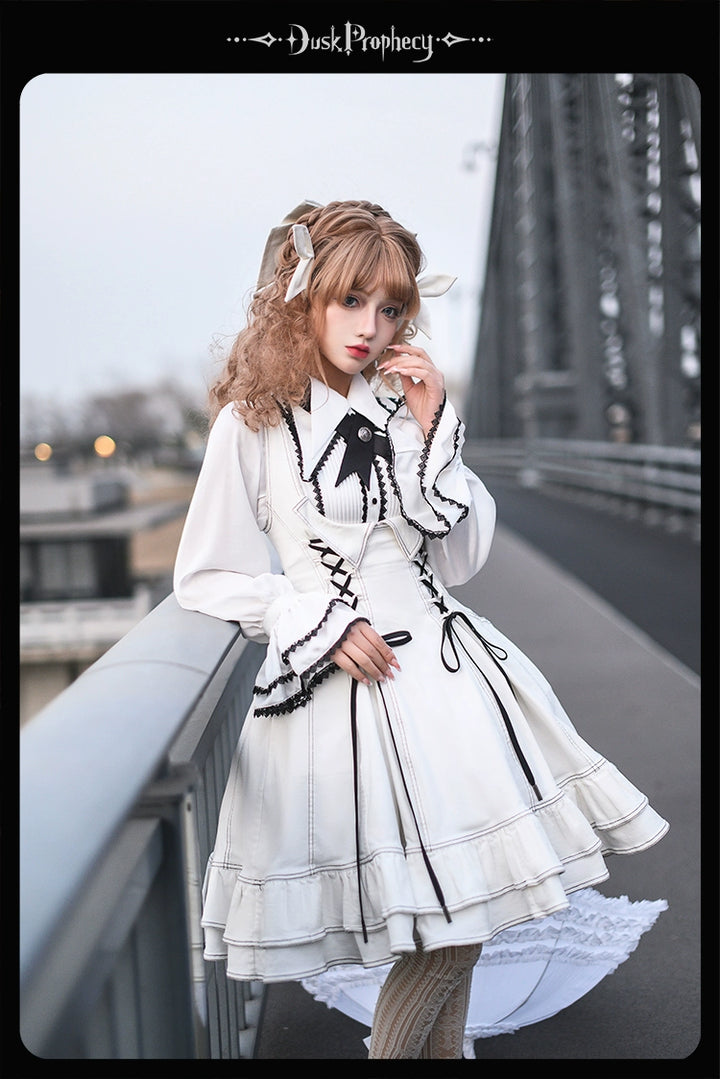 DuskProphecy~Egret 2.2-3.1 Version~Sweet Lolita Denim JSK Bust-Supporting Dress 42166:729634