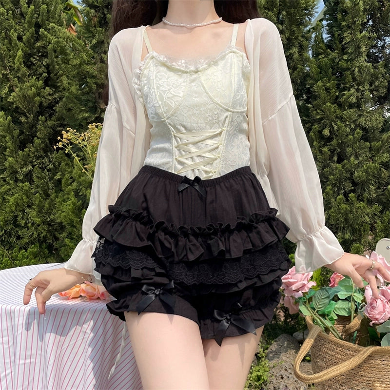 Sugar Girl~Daily Lolita Bloomers Lace Leggings for Summer Wear Free size Black high quality 