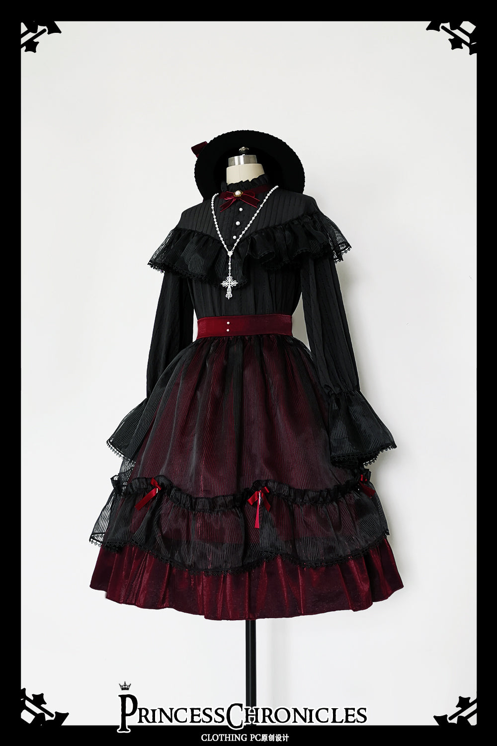 Princess Chronicles~Gothic Lolita Black Organza Blouse and Skirt   