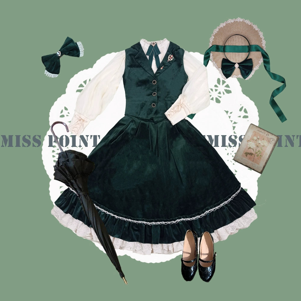 Miss Point~Rose Doll~Retro Lolita Vest Velvet Lolita Waistcoat   