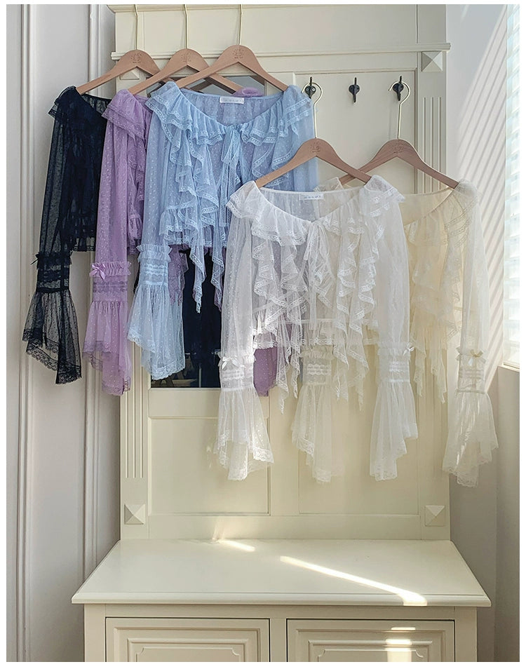 With PUJI~Letters and Poetry~Summer Classic Lolita Tulle Lace Bolero with Multi-Color