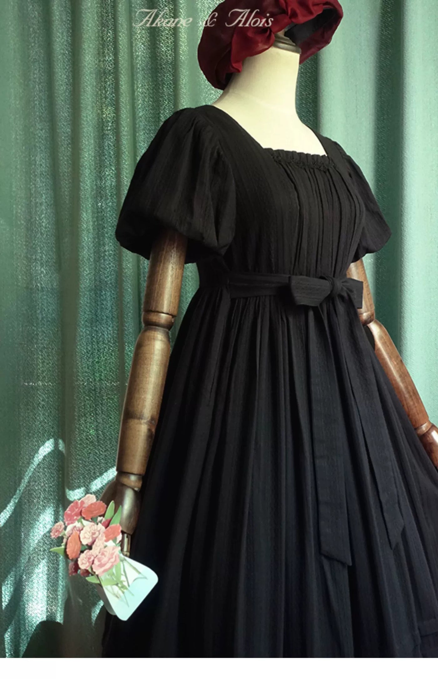 Akane Alois~White Night~Elegant Lolita Black High Waist Dress   