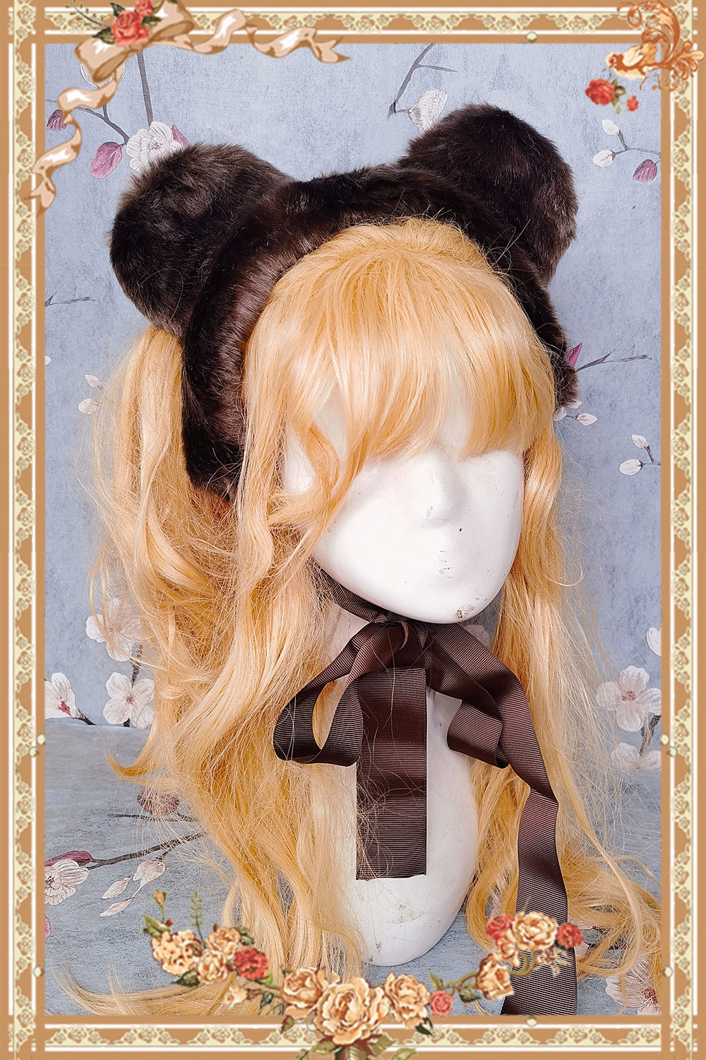 Infanta~Sweet Lolita Accessories Bonnet KC Socks Beret Bear Ear Brown Plush Headband  