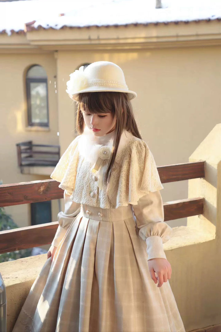 ZeeYe~Elegant Lolita Cape Fox Fur Collar Lolita Cape Coat