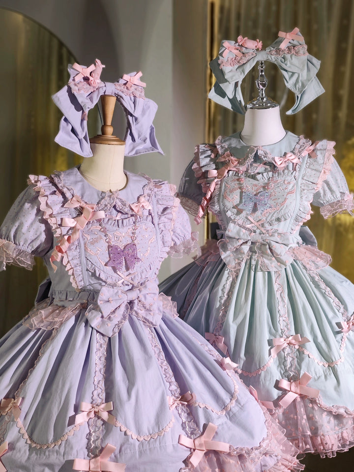 (BFM)The Seventh Doll~Sweet Diary SP~Vintage Lolita Jumper Dress Petal-like Hem JSK Headdress Set   