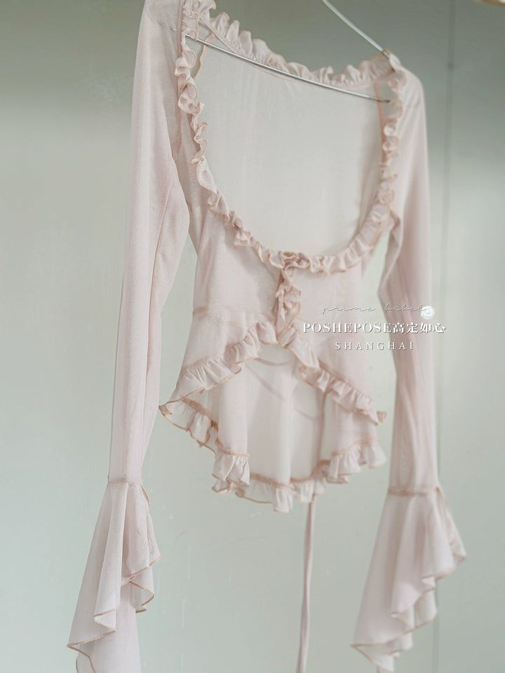 (BFM)POSHEPOSE~Daily Lolita Shirt Ballet Cardigan Shirt XS Pink 