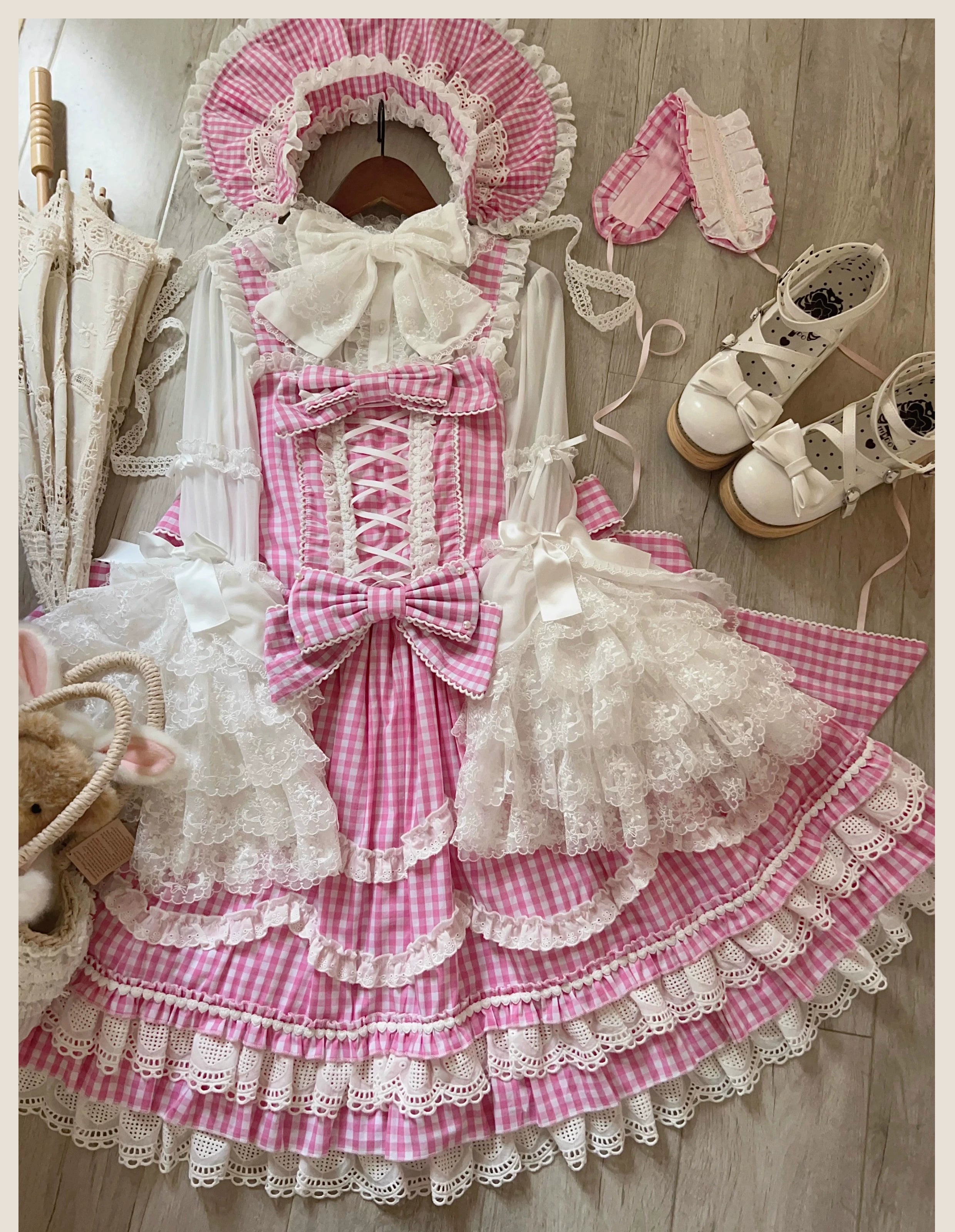 TaTaTa Lolita - Plaid Baileys - Old School Lolita Pink Plaid JSK (L M S) 43380:774649
