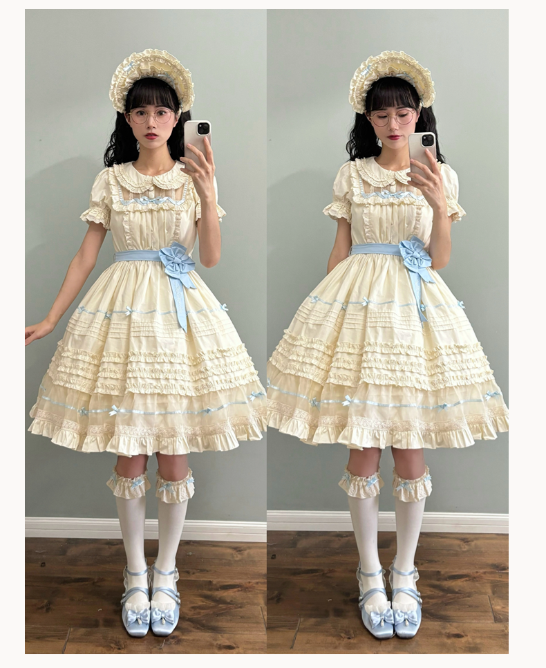 The Seventh Doll~Hazy Afternoon~Vintage Lolita OP Dress Embroidered Apron   