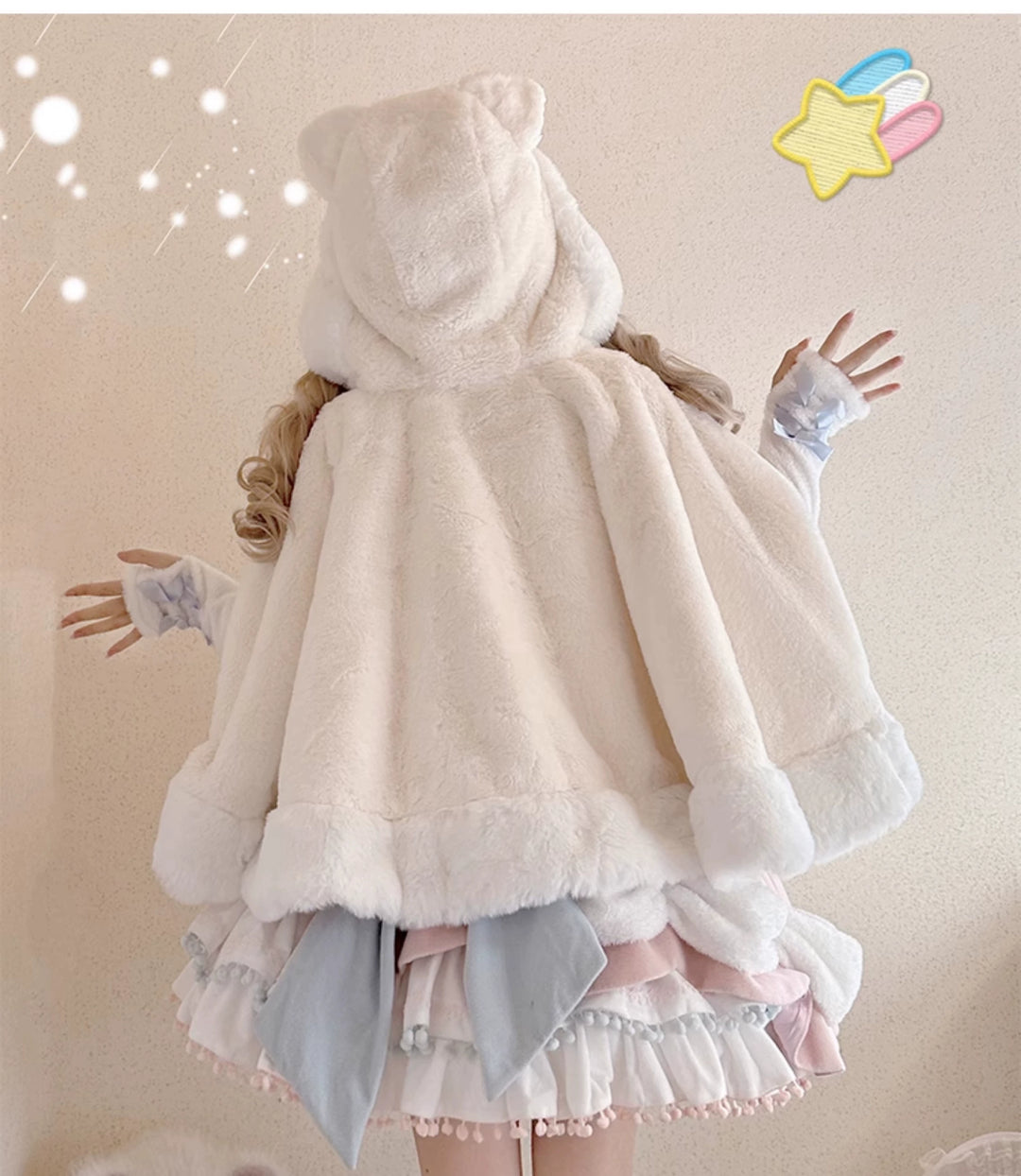 Mewroco~Lucky Star~Winter Sweet Lolita SK Kawaii Cat Ear Cape Suit 40052:649990