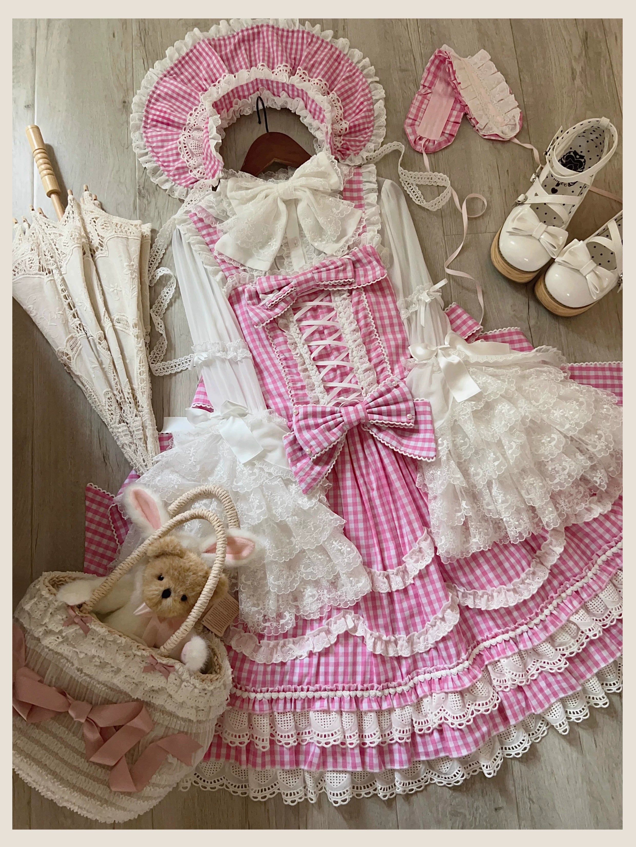 TaTaTa Lolita - Plaid Baileys - Old School Lolita Pink Plaid JSK 43380:774650