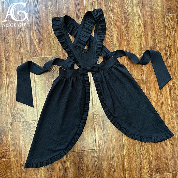 (BFM)Alice Girl~Black Lolita OP Dress Embroidered Winter Dress XS Apron only (black) 