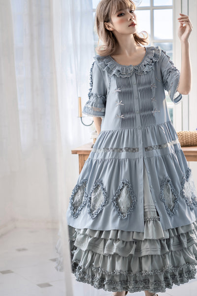 Little Dipper~Daily Lolita Hollowed-out Apron Dress Multicolors   