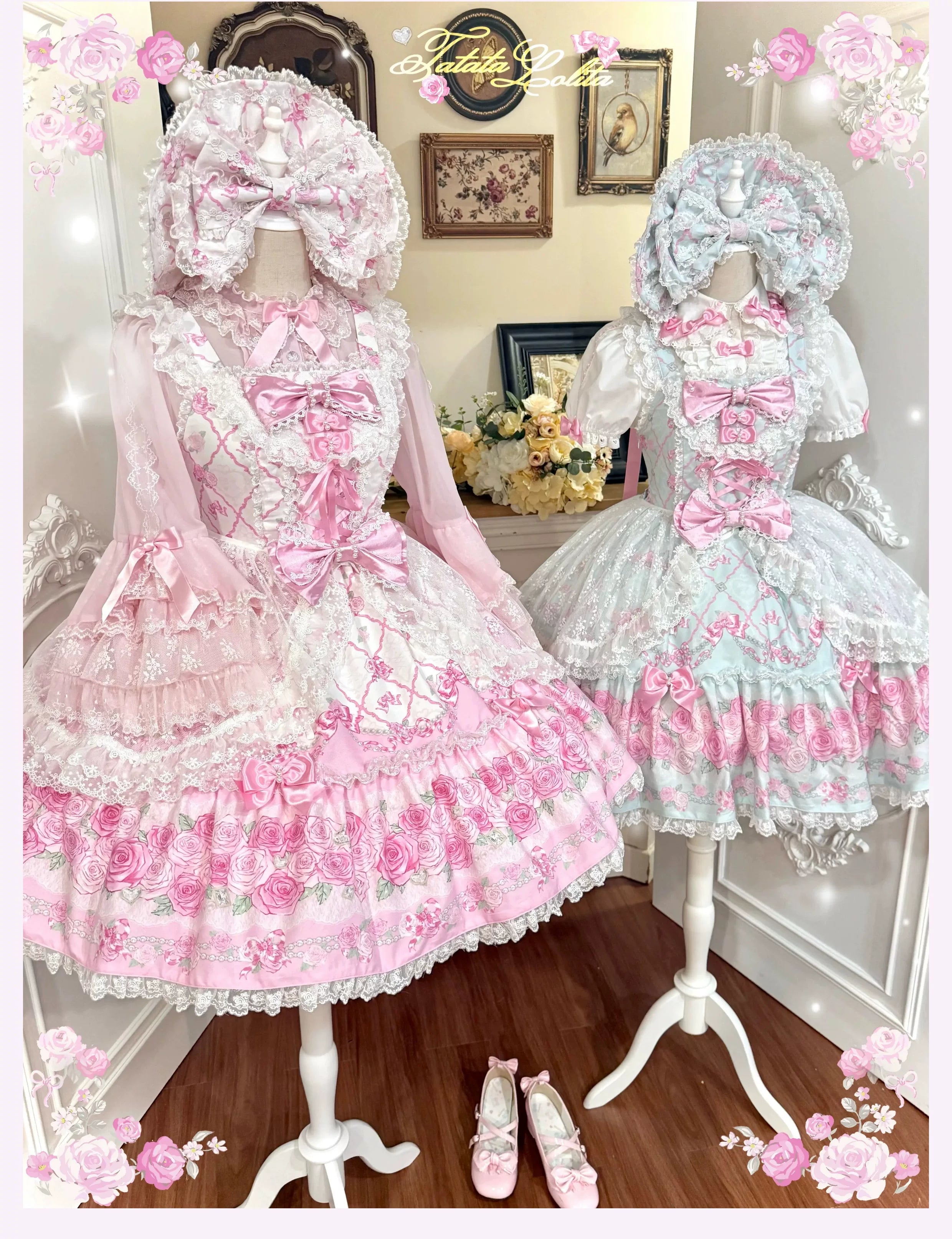 Summer 2026 - Old School Lolita Floral Printed JSK Dress with Ribbon Bows 45521:851924