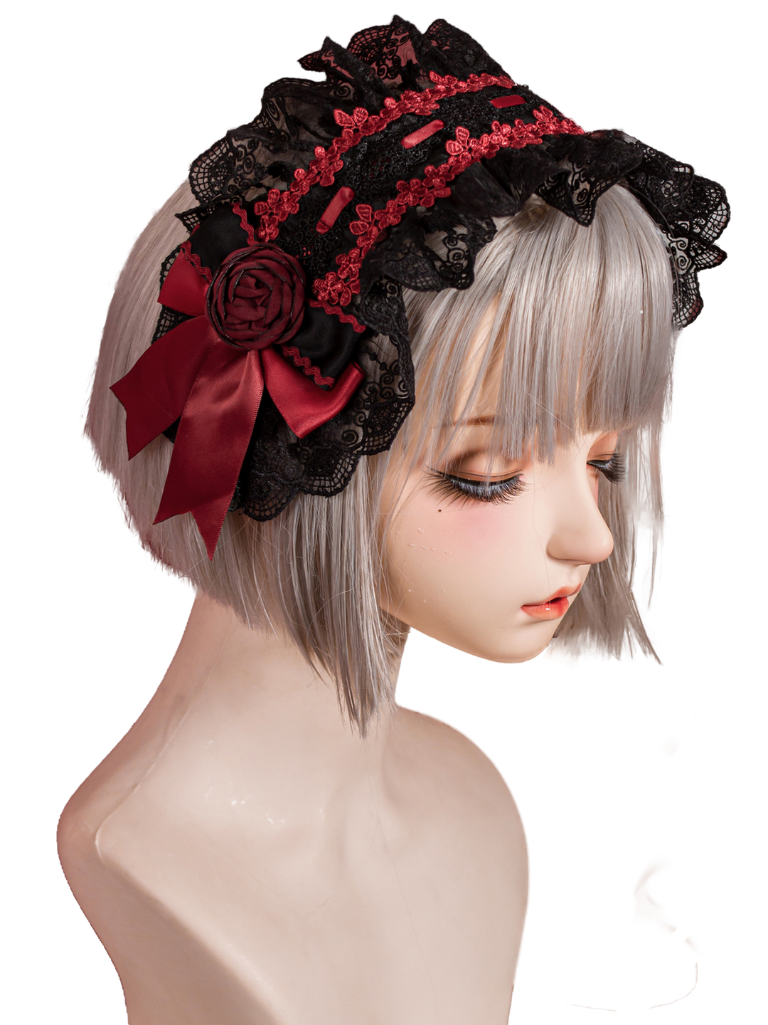 OCELOT~Gothic Lolita Headband Black Red Rose Lolita Hairband   