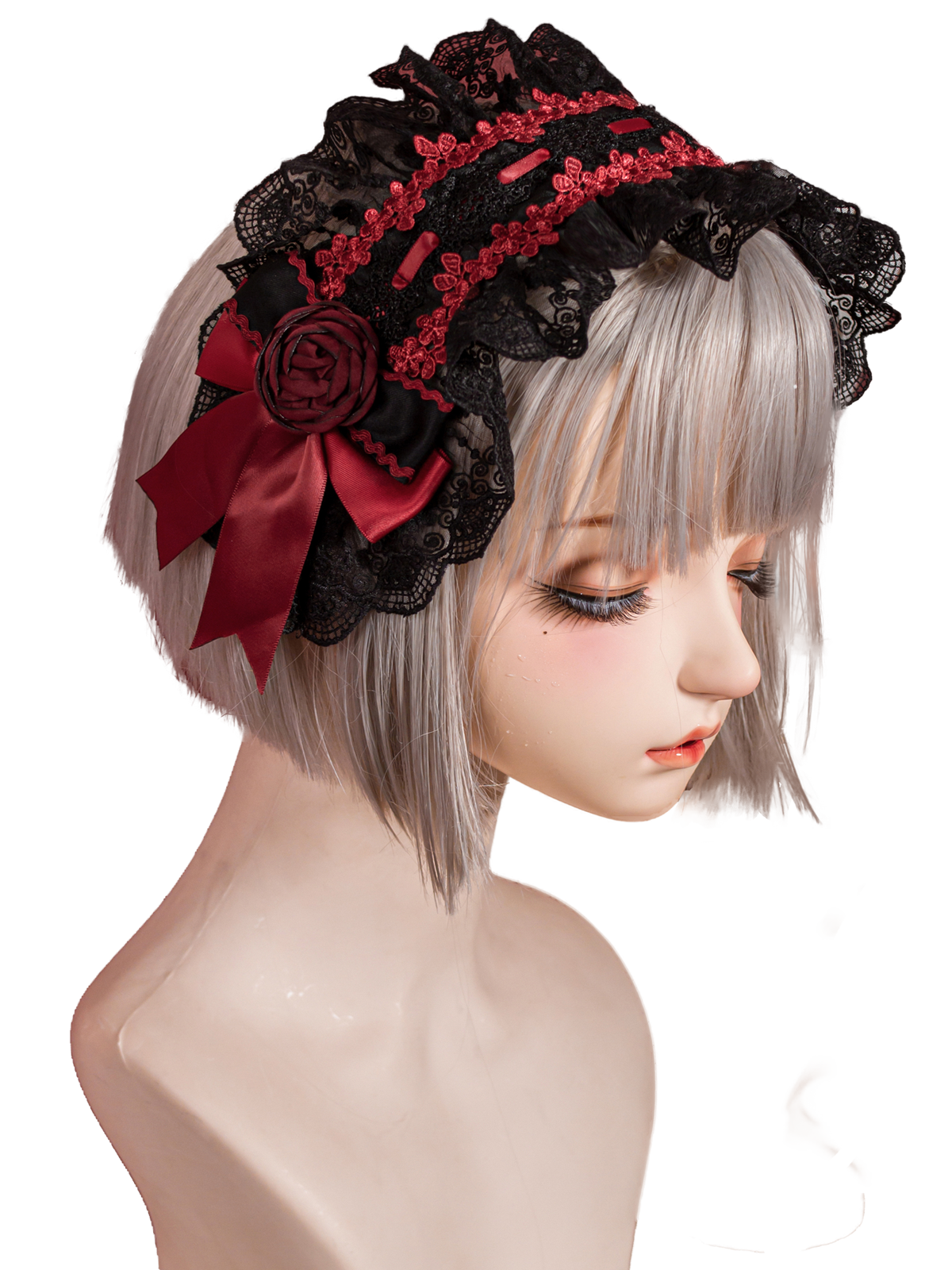 OCELOT - Gothic Lolita Headband Black Red Rose Lolita Hairband