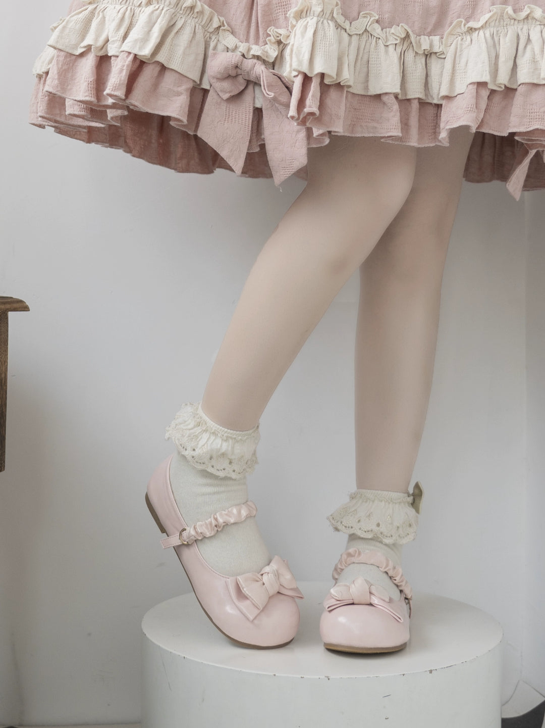 Dolly Doll~Sweet Lolita Shoes Round Toe Bow Low Heel Flat Shoes   
